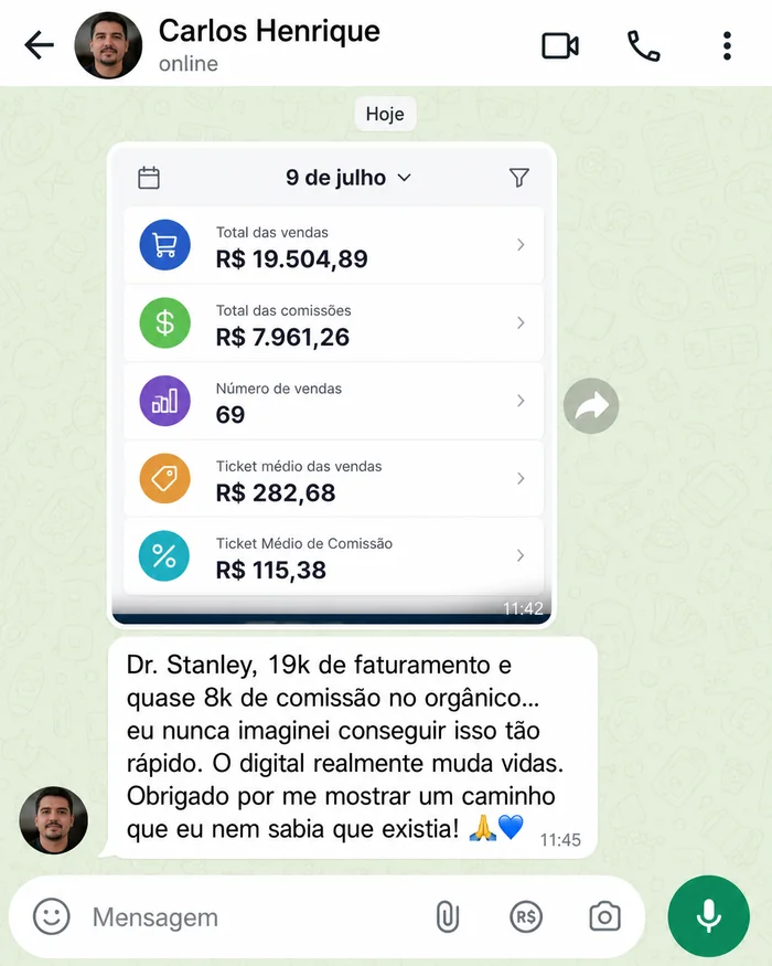 Depoimento real de afiliado do Método Stanley Afiliados 8