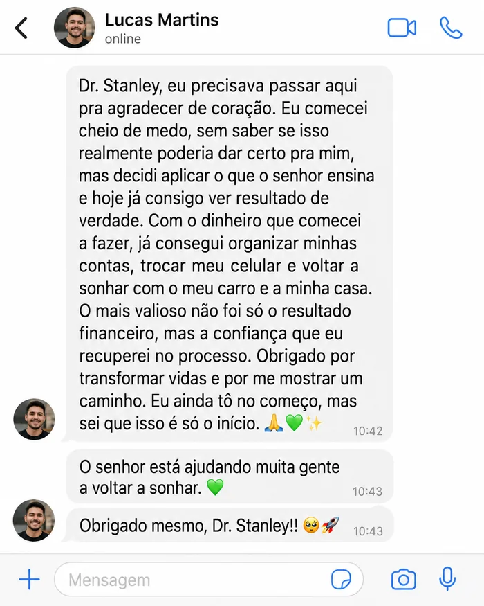 Depoimento real de afiliado do Método Stanley Afiliados 13